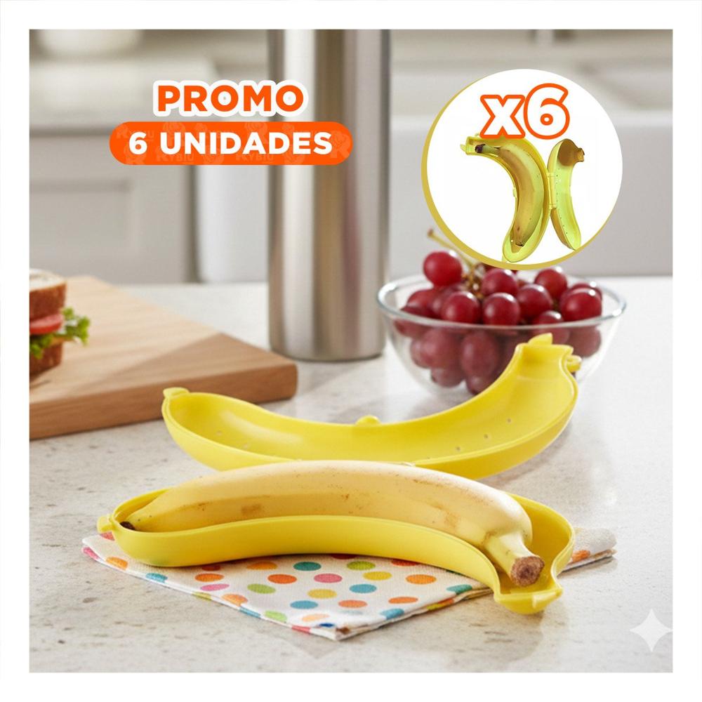 Pack6 Funda Porta Platano Amarillo Diseñada para Facilitar el Consumo Fuera de Casa