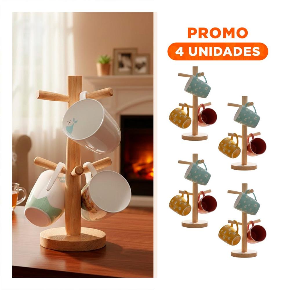 Pack4 Porta Tazas Vertical que Aporta Estilo y Orden a Tus 6 Tazas