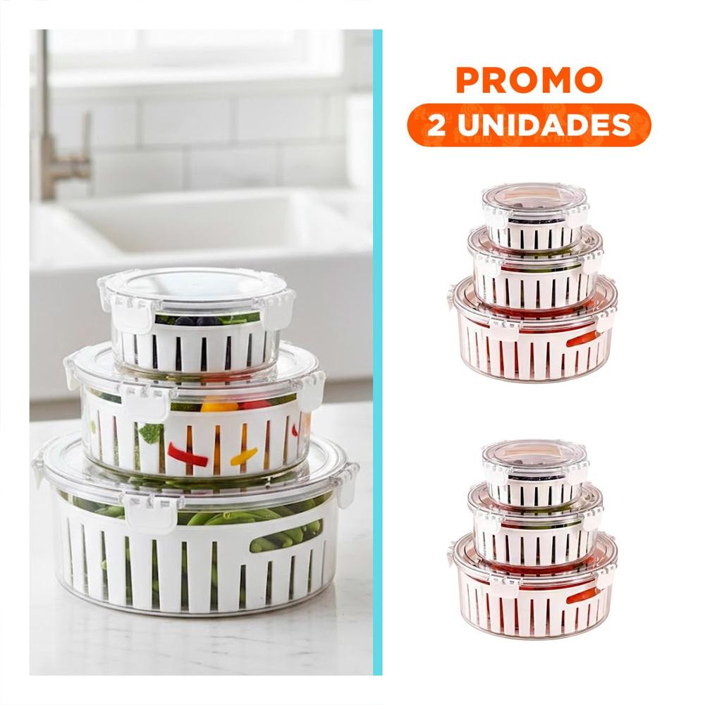 Pack2 Tazon Compacto con Diseño Apilable para Organizar Alimentos Transparente YRegalo Sticker