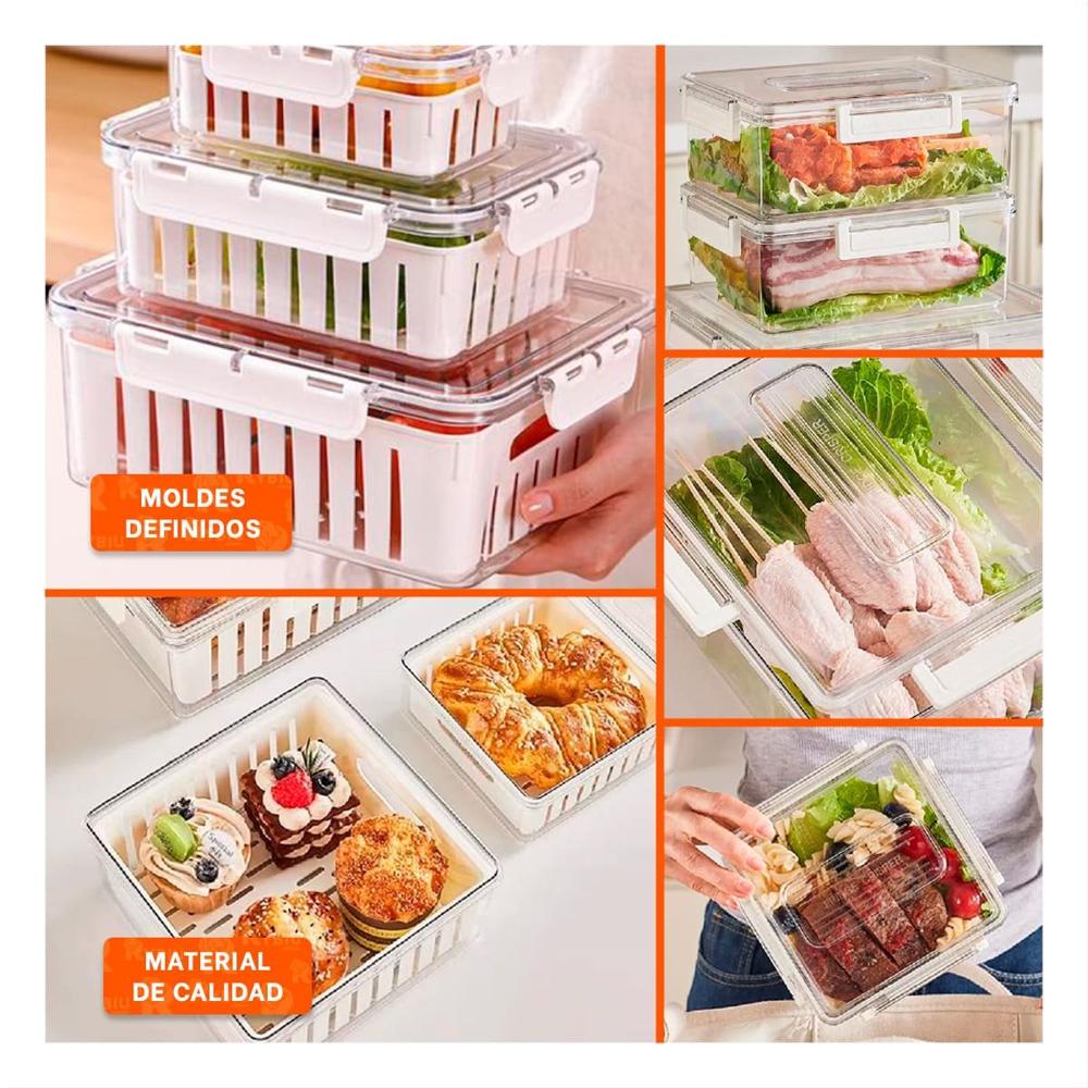 Set 3 Transparente para Mantener Todo Visible y Limpio 700 Ml 1700 Ml 3300 Ml YLigas Regalo