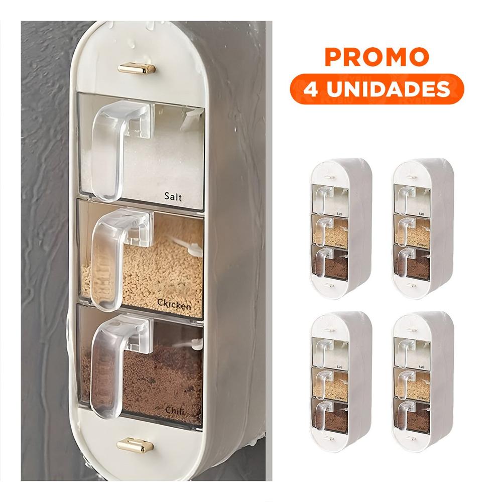 Pack4 Soporte Blanco Empotrable de Condimentos para Cocina Organizada Y Papel Regalo