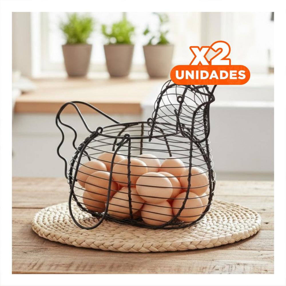 Pack2 Envase para Huevos con Asa Negro con Gallina para Casa Cocina y Papel Regalo