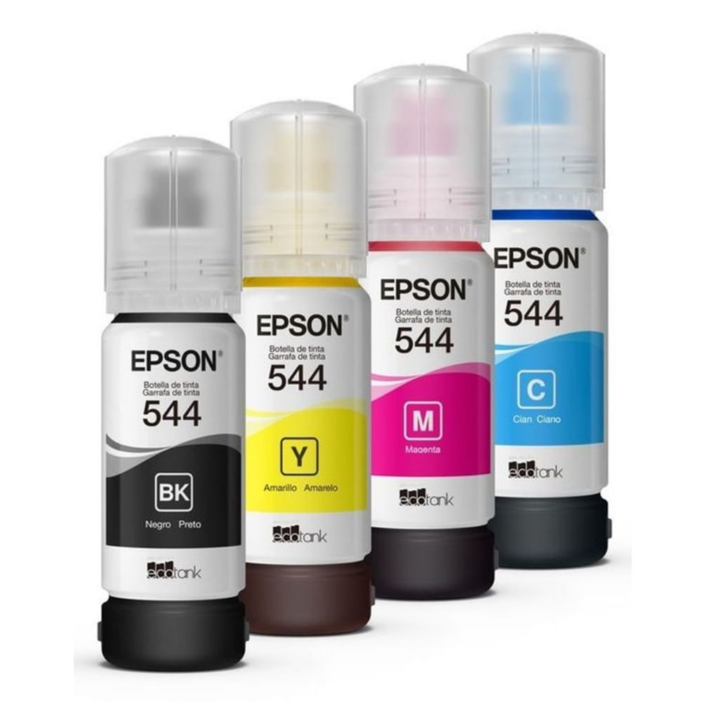 Kit Tinta Epson 544 T544120 T544220 T544320 T544420 Cyan, Magenta, Amarillo y Negro