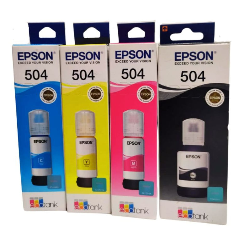 Kit Tinta Epson T504 Original Cyan Yellow Magenta y Negro