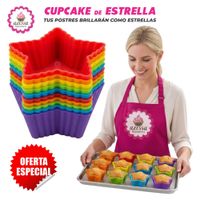 12 Moldes de Cupcake Estrella de Silicona Antiadherentes y Reutilizables