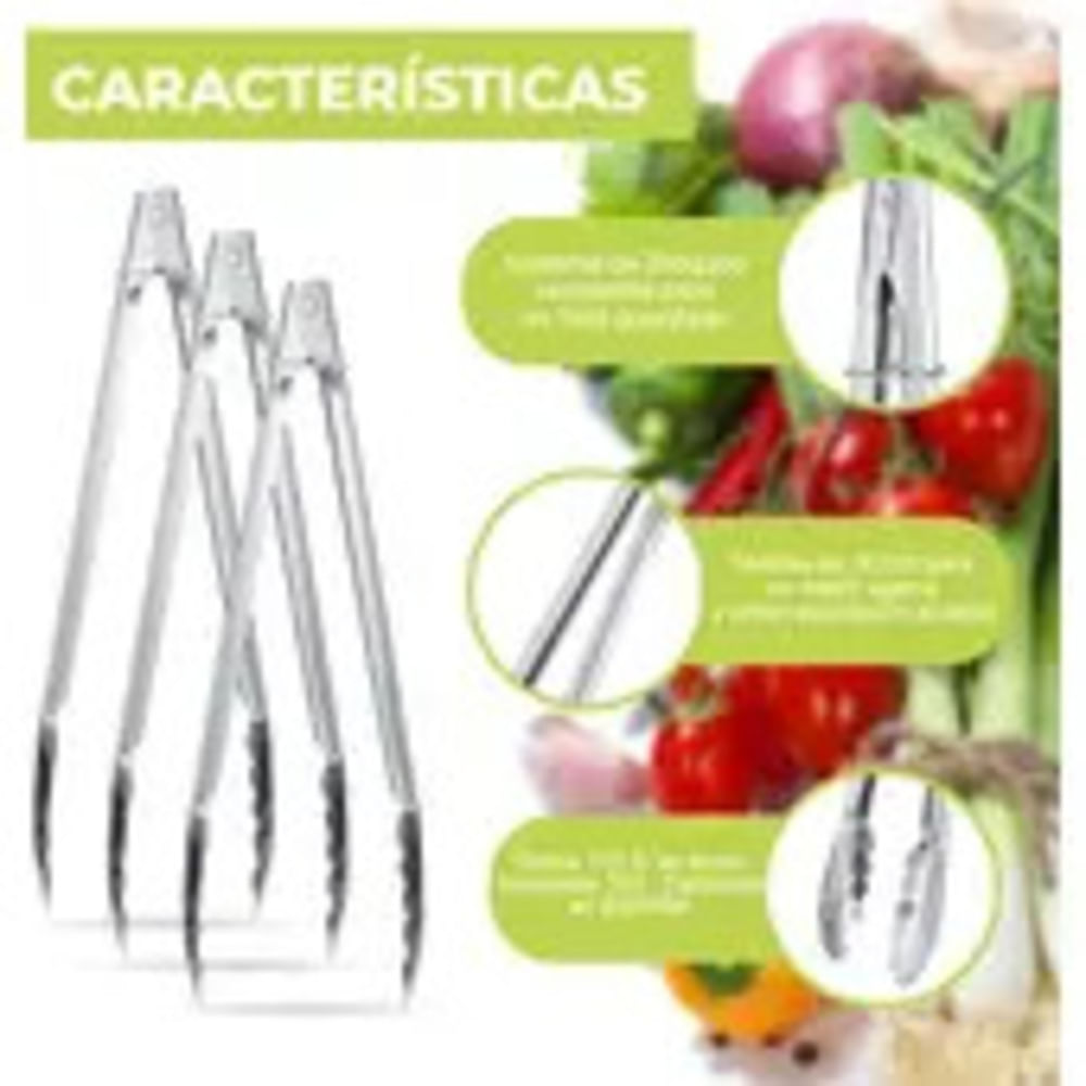 PACK DE PINZA 3 DE ALIMENTOS  7 - 9 - 11 PULGADAS