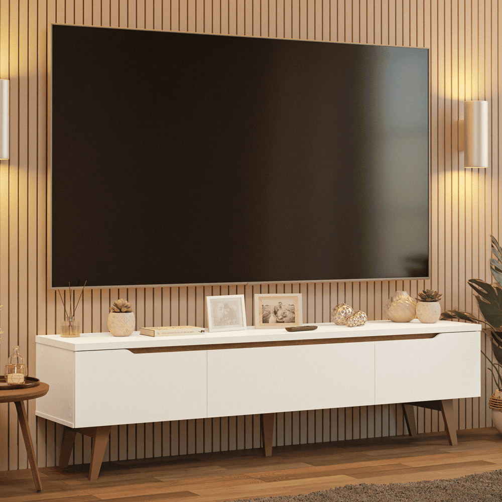 Centro de Entretenimiento Madesa Mesa para TV Doha Hasta 80 Pulgadas Blanco