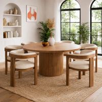 JUEGO DE COMEDOR 6 SILLAS MICAELA BEIGE CLARO