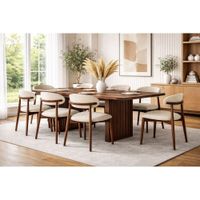 JUEGO DE COMEDOR NOGAL 8 SILLAS INESS MARFIL
