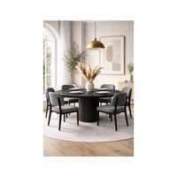 JUEGO DE COMEDOR 6 SILLAS NICOLAS NEGRO PLOMO