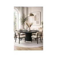 JUEGO DE COMEDOR NEGRO 6 SILLAS NICOLAS BEIGE