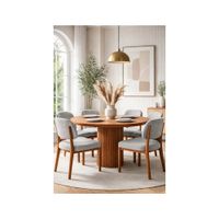JUEGO DE COMEDOR NATURAL 6 SILLAS NICOLAS PLOMO PLATA