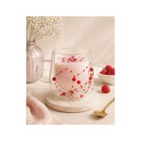 Taza Perlas Rojo doble fondo de Vidrio Borosilicato