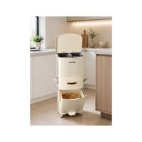 Tacho de Basura Multifuncional de 3 Niveles con Tapa Touch, Pedal y Ruedas Giratorias