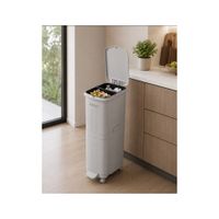 Tacho de Basura Doble Compartimento con Pedal y Ruedas Gris