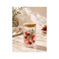 3 Vasos con Sorbete y Tapa de Bambú 530 ml – Vidrio Borosilicato