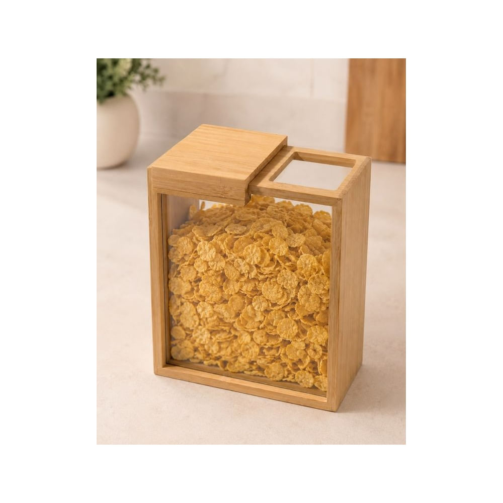 Dispensador de Cocina de Bambú 2KG Transparente