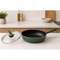 Sartén Antiadherente de Aluminio 31.5 cm con Tapa de Vidrio Borosilicato