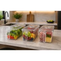Organizador de Refrigeradora Transparente con Tapa