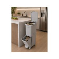Tacho Doble Compartimento 2 Niveles con Tapa y Pedal Gris