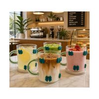 Taza de lazos Verde Jade Vidrio Borosilicato 450 ml