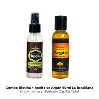 Combo Biotina Mas Aceite de Argán 60ml La Brasiliana Crecimiento y Nutrición Capilar Total