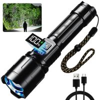 Linterna LED Profesional Recargable Zoom Ajustable Batería 21700 4000mAh USB Tipo C