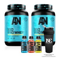 COMBO ADN NUTRITION - 2 ISO PRO WHEY 1KG. VAINILLA Y SHAKER