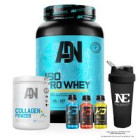 COMBO ADN NUTRITION - ISO PRO WHEY 1KG. CHOCOLATE Y COLLAGEN POWDER 500GR. FRUIT PUNCH Y SHAKER