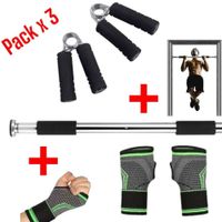 Kit Barra de Puerta + 2Muñequeras Velcro + 2 Hand Grip