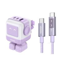 Cargador Robot 65w Ugreen Lila Carga Rápida + Cable robot 2 metros