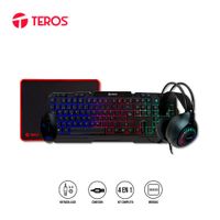 Kit Gamer Teros TE-4063N Teclado Mouse Headset Pad RGB Multimedia Negro
