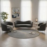 Juego de Sala 3-2-1 Katy Formas Home Tela Montreal Gris Antracita