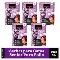 Pack x5 Sachet para Gato Senior Leonardo sabor Puro Pollo 85 gr