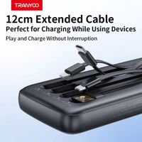 Tranyoo Power Bank 10000mAh con 4 Cables Lightning Tipo-C Carga Rápida