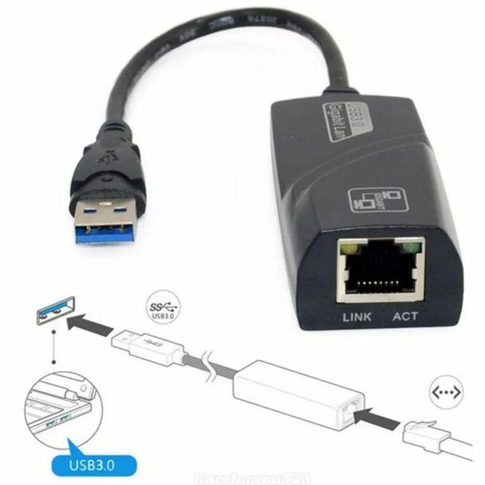 Adaptador Conector de Red RJ45 LAN USB 3.0 Gigabit Ethernet para PC