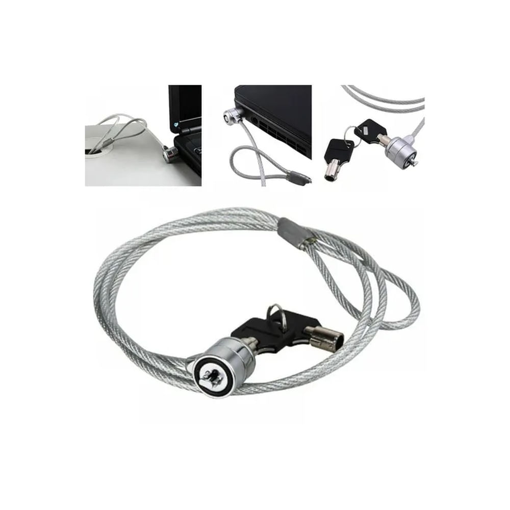 Cadena Cable de Acero con Clave Antirrobo para Laptop de Acero 110cm