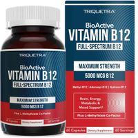 Vitamina B12 Capsulas Triquetra BioActive 5000 mcg Metilcobalamina Folato Activo 60 Cápsulas