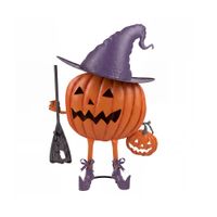 HALLOWEEN - Calabaza con Sombrero de Bruja y Luz de metal de Halloween