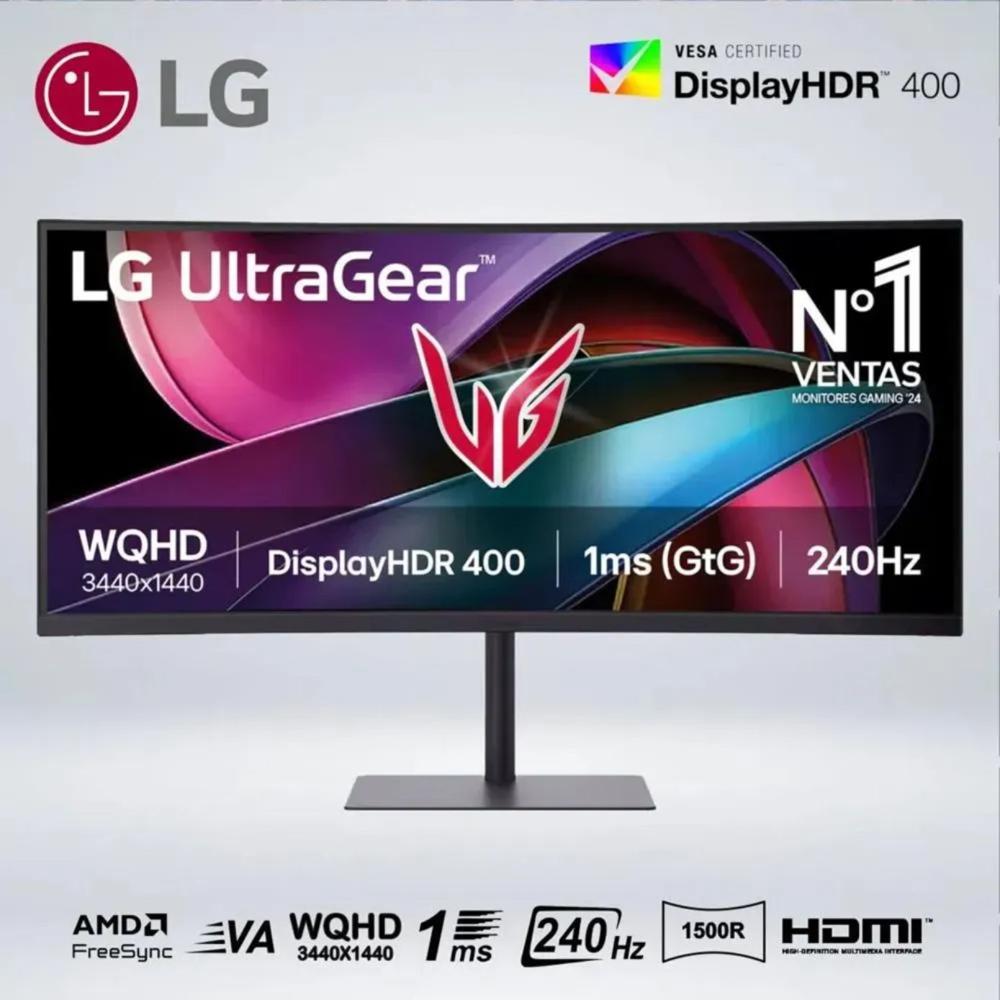 MONITOR GAMER CURVO ULTRAGEAR G6 QHD 34''  VA 240hz 1ms HDR400 AMD SPEAKER 34G630A