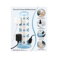 Regleta Tipo Torre con Interruptores por Nivel y 3 USB - Extensión Eléctrica Vertical Pro 5Pisos
