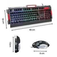 Set Gamer Teclado Metálico con Soporte de Celular y Mouse Gamer RGB K33