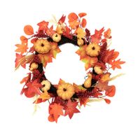 HALLOWEEN - Corona Decorativa con Calabazas Artificiales de Otoño Halloween