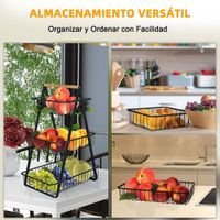 Organizador De Cocina Frutero De 3 Pisos Con Asa De Madera