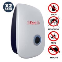 Pack x2  Ahuyentador Ultrasónico De Roedores Cucarachas Y Mosquitos