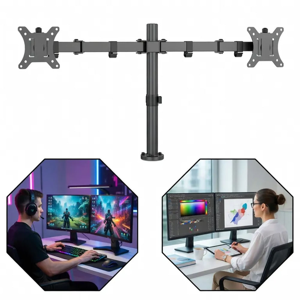 Soporte Doble Monitor para Escritorio - Rack Articulado para 2 Pantallas 13""-30""