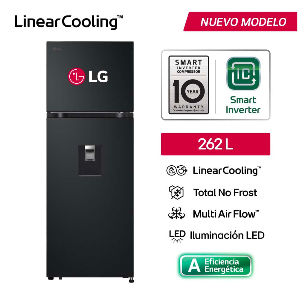 Refrigeradora LG 262L No Frost VT26WPM Negro Mate