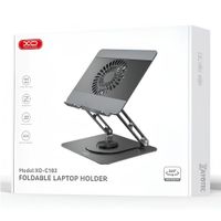 Soporte Plegable Laptop XO C182 Gris Ventilador Enfriamiento Rotación 360° hasta 17.3