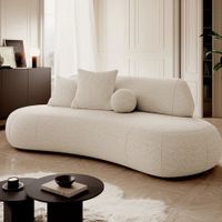 Sofá Curvo 3 Cuerpos Alsha Formas Home Tela Bouclé Beige