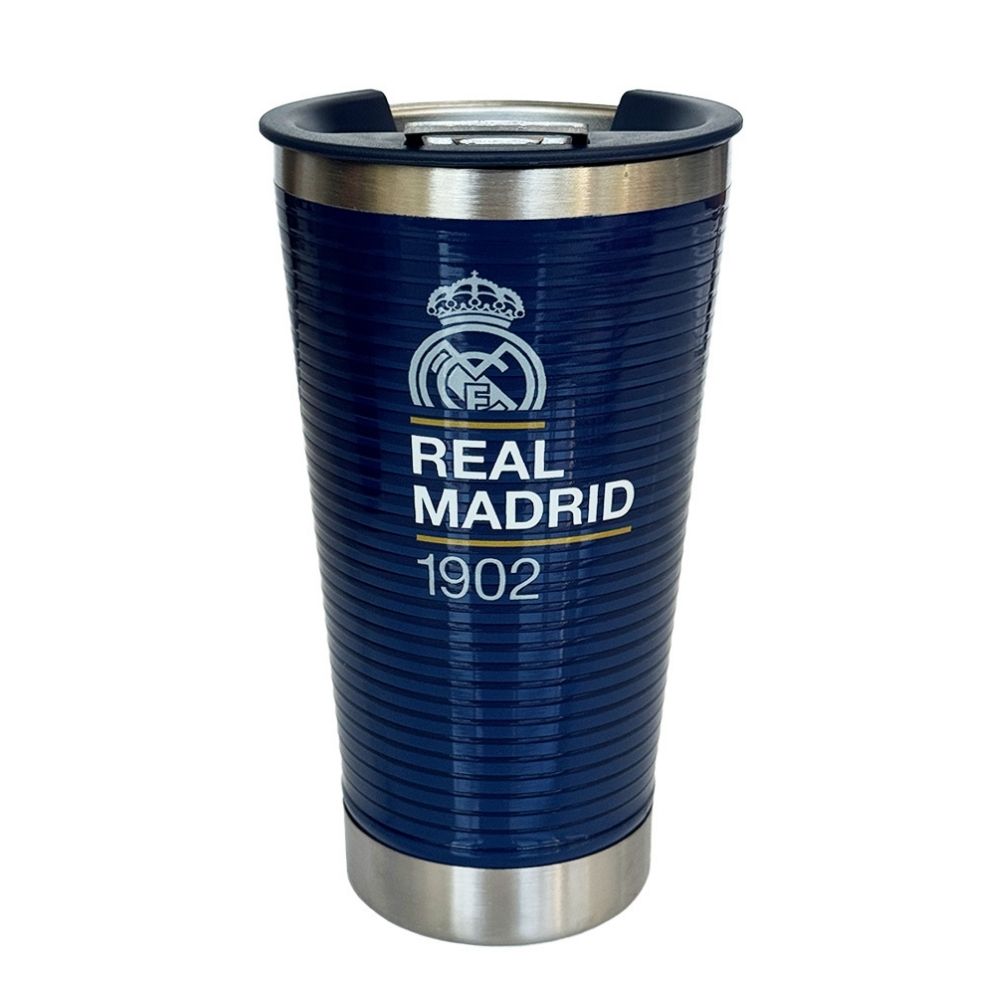 Mug Vaso Acero Termico R. Madrid Futbol Azul 900 ML